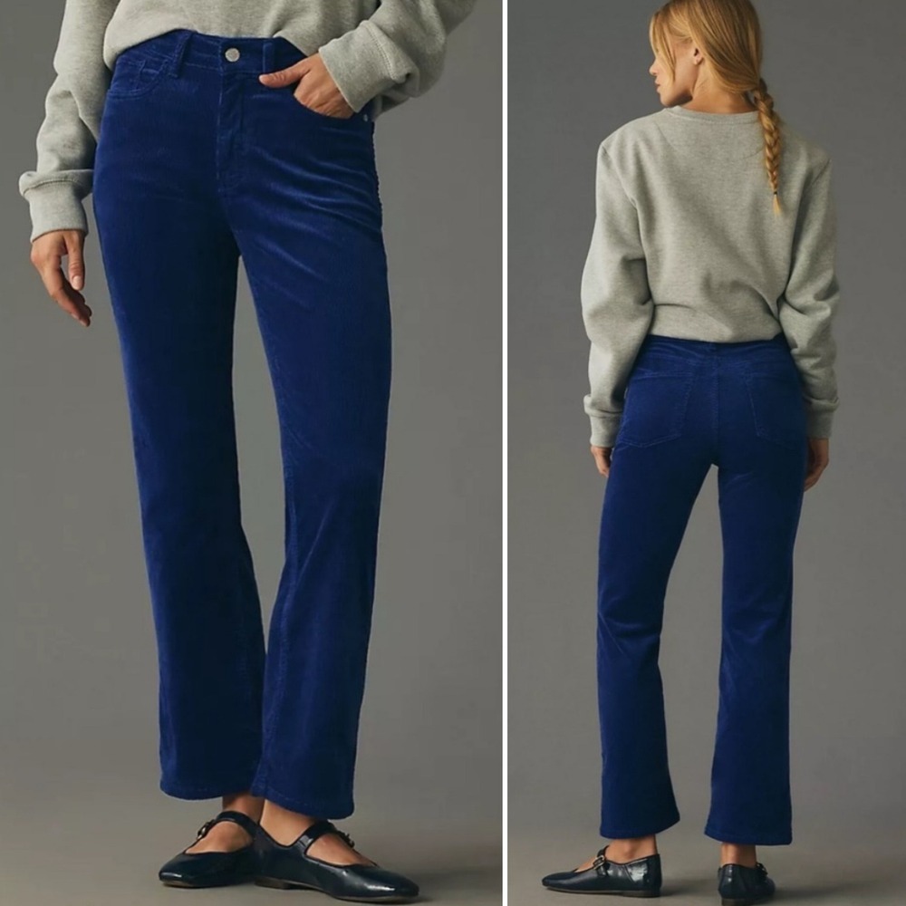 Anthropologie Pilcro Yaya Corduroy Flare Pants 28 royal‎ blue mid rise stretch